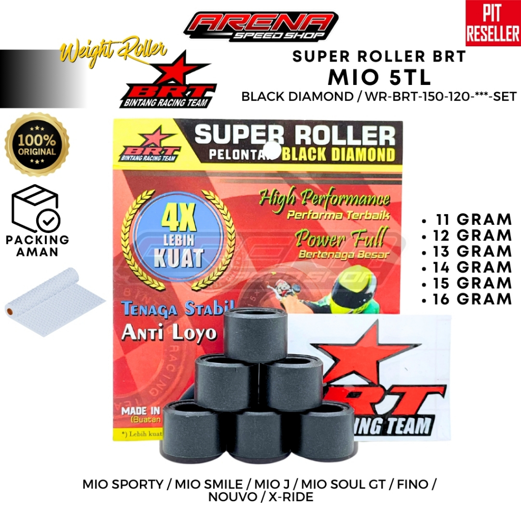 BRT Super Weight Roller MIO ชุด 6 ชิ้น Mio Sporty Smile Soul Nouvo 7 8 9 10 11 12 กรัมเดิม