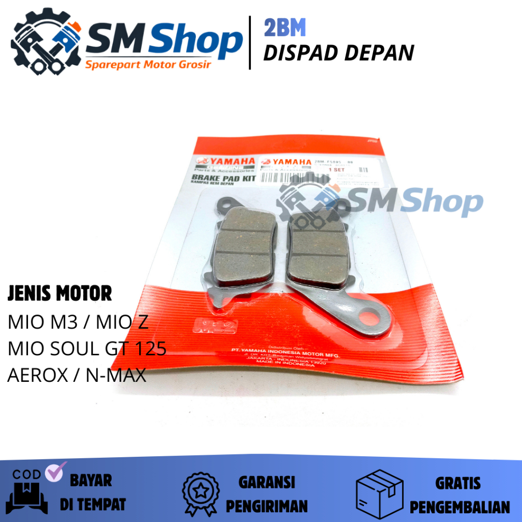 2BM FRONT DISPAD YAMAHA MIO M3, MIO Z, MIO SOULGT 125, AEROX, N-MAX/ ผ้าเบรก DISC/ 2BM-F5805-00