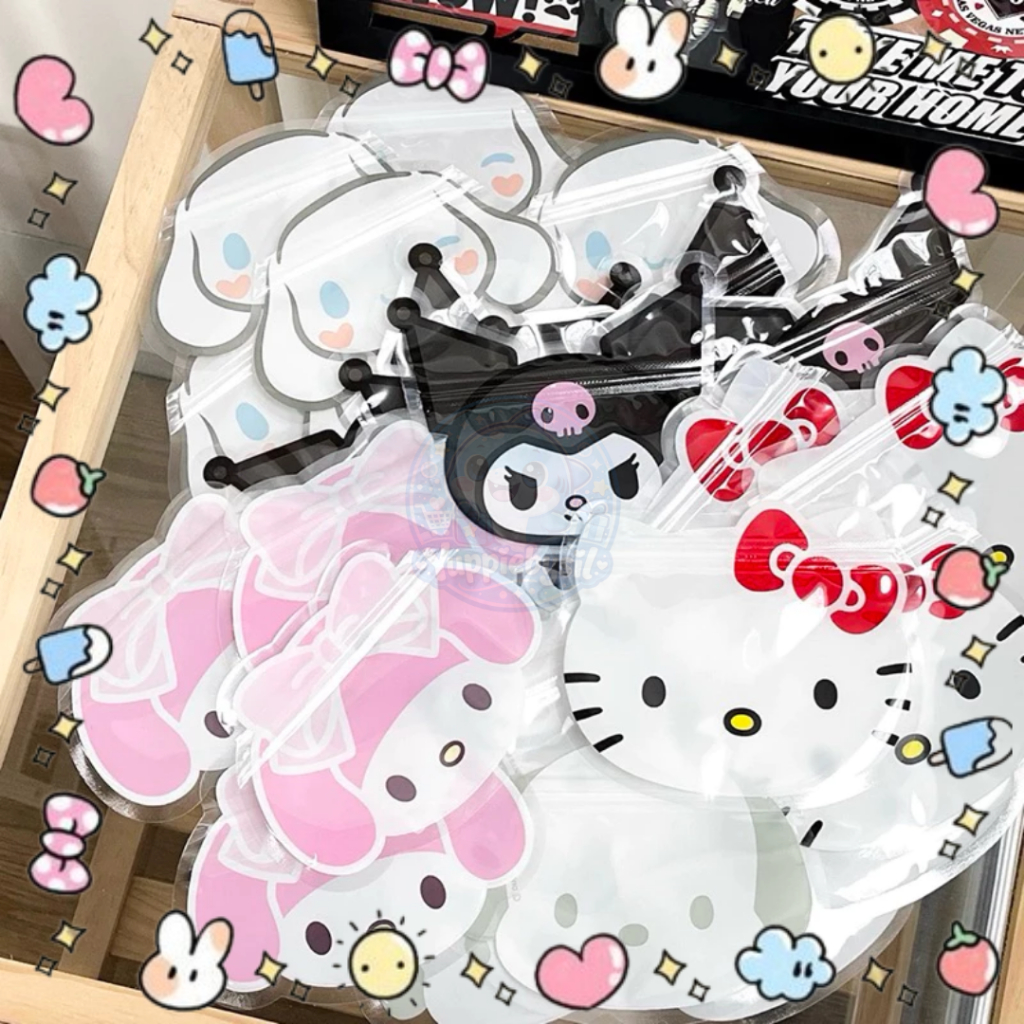 Kuromi Hello Kitty Cinnamoroll น่ารักการ์ตูนโปร่งใส Mini Ziplock ถุงพลาสติก