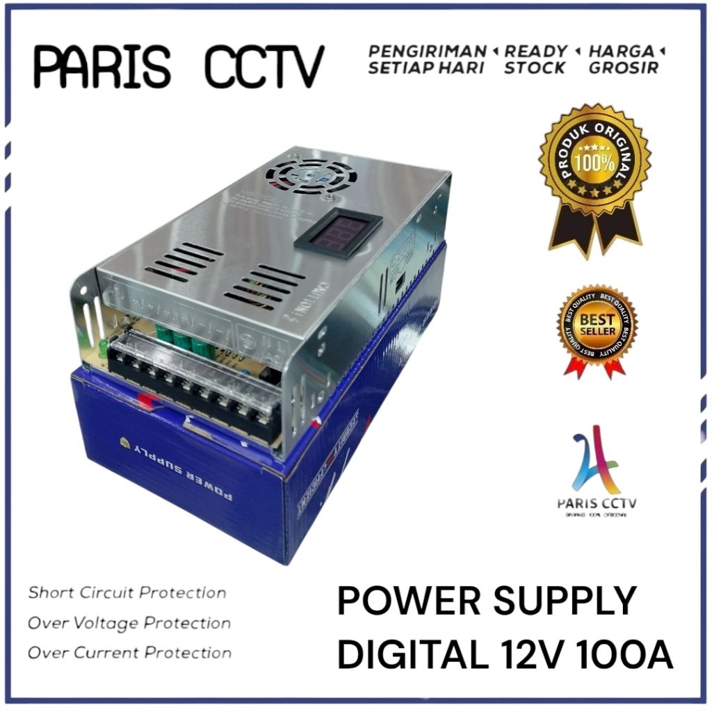 แหล่งจ่ายไฟ 12v 100a switching pure transformer 12V 100A ADAPTER สีฟ้ากล่องพัดลม