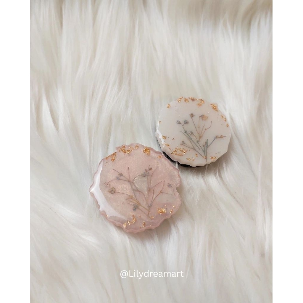 Pop Socket/Pop Holder เรซิ่น Art Pressed Flower
