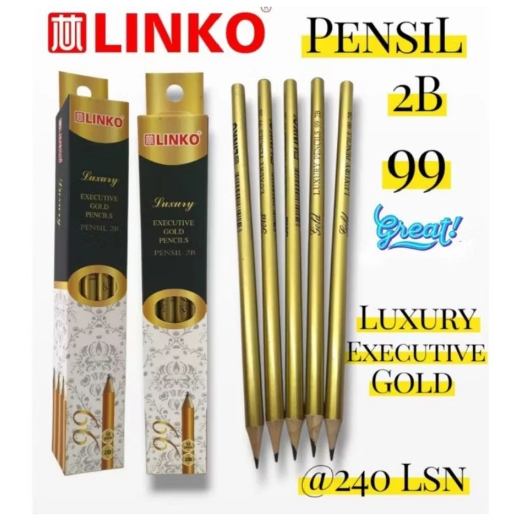 (12 ชิ้น) LInko Gold L-99 2B Pencils / Premium Pencil Linko