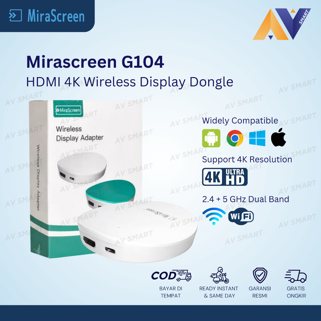 MiraScreen G104 HDMI Wireless Display Dongle 5G 2.4G Dual Band 4K หน้าจอหล่อ Mirroring