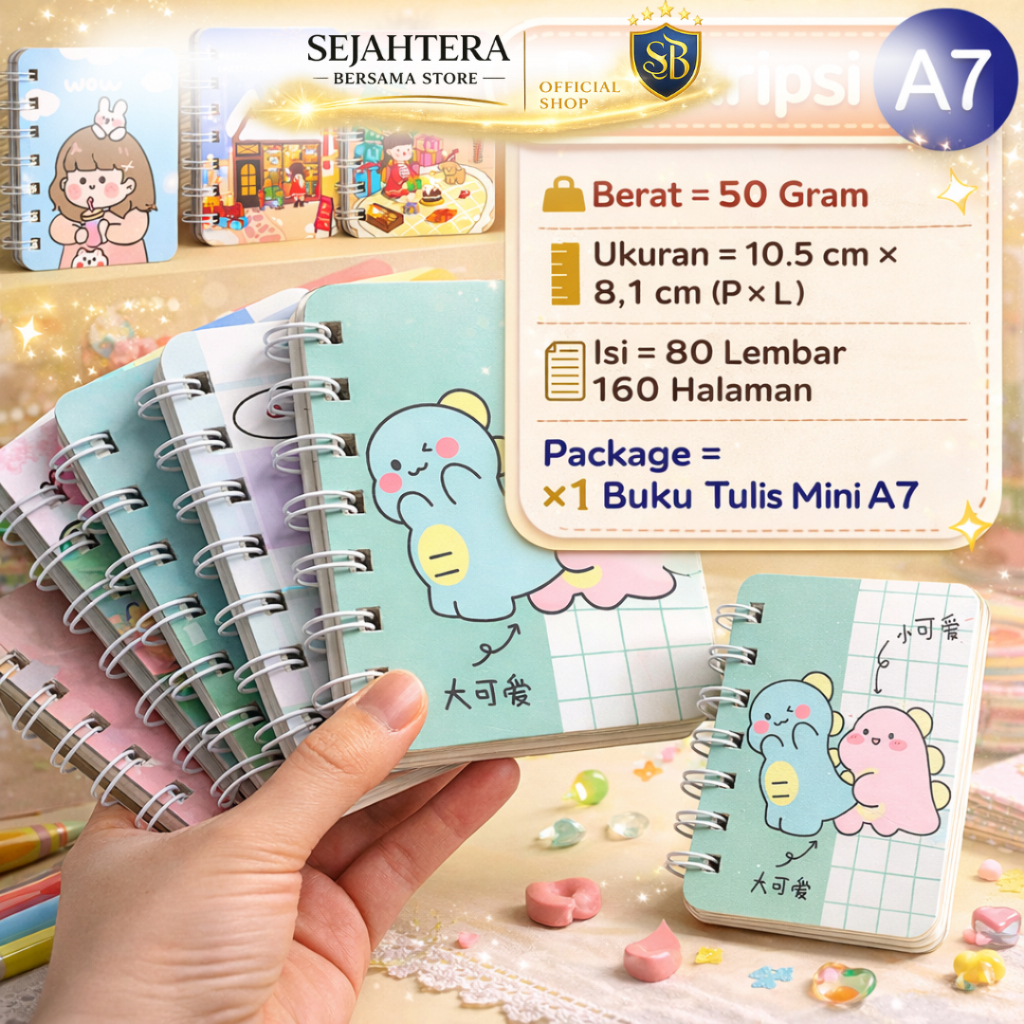 SB Mini Notebook A7 Cute Motif Ring Notebook / Small Notebook A7 Size