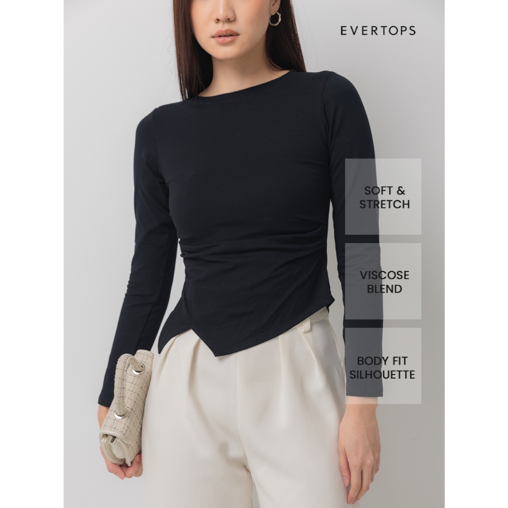 Evertops - เสื้อแขนยาว Calala | เสื้อเข้ารูป Ruched ลาย้เหนียว