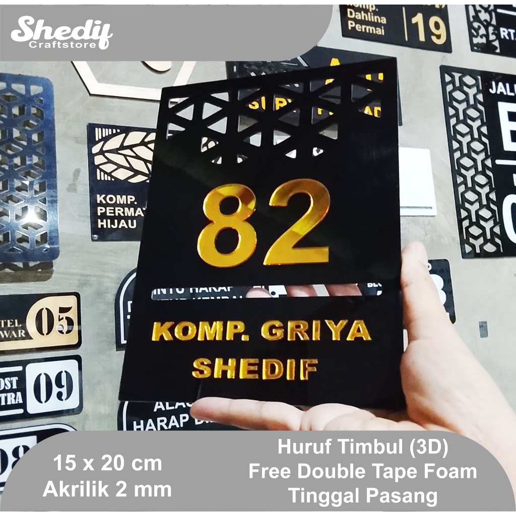 [SHEDIF_NRA 3D] EISTETIC ACRYLIC HOUSE NUMBER SQUARE SHAPE RISED TEXT (RESISTANT FOR ALL WEATHER)