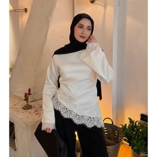 [READY STOCK] Shaheera Lace Top by Nuraalabel / Blouse / Layering Lace skirt / Atasan renda  / Raya Collection Silk Premium  Asymetris /  Hari Raya