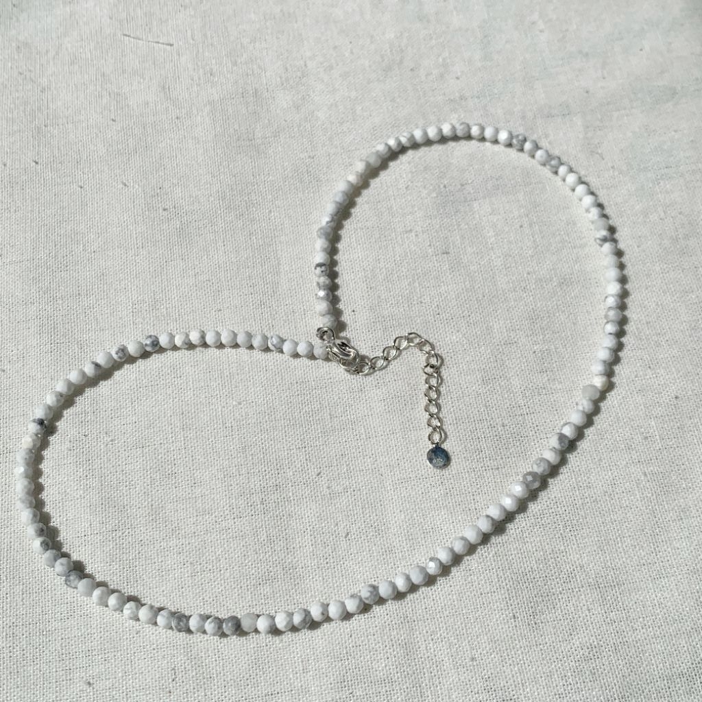 Howlite Choker Stone สร้อยคอหิน Howlite อุปกรณ์เสริมสําหรับผู้หญิง