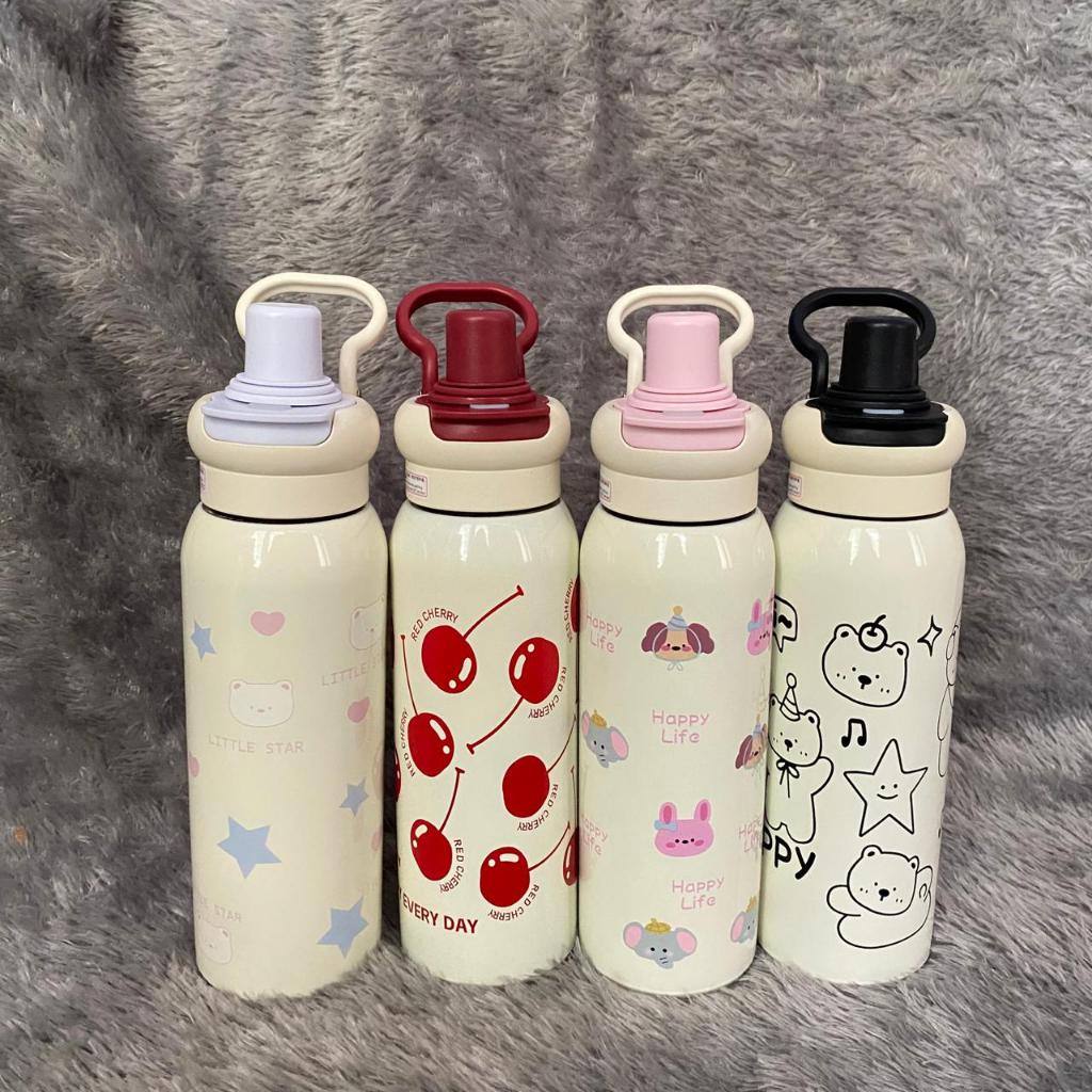 EA น่ารักถ้วยสูญญากาศสแตนเลสขวดน้ําดื่มรั่วซึม 620ml / (K2210s) แก้วน้ําทนความร้อนและเย็น 2 วิธีดื่ม