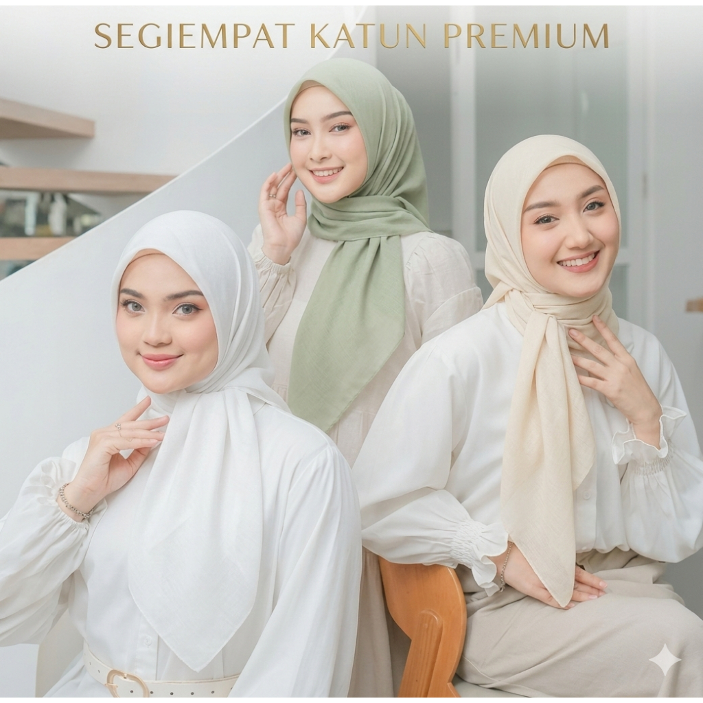 KATUN ฮิญาบสตรีทรงสี่เหลี่ยมทําจากผ้าฝ้ายหนาคุณภาพทุกวัน Hijab Muslimah Hijab