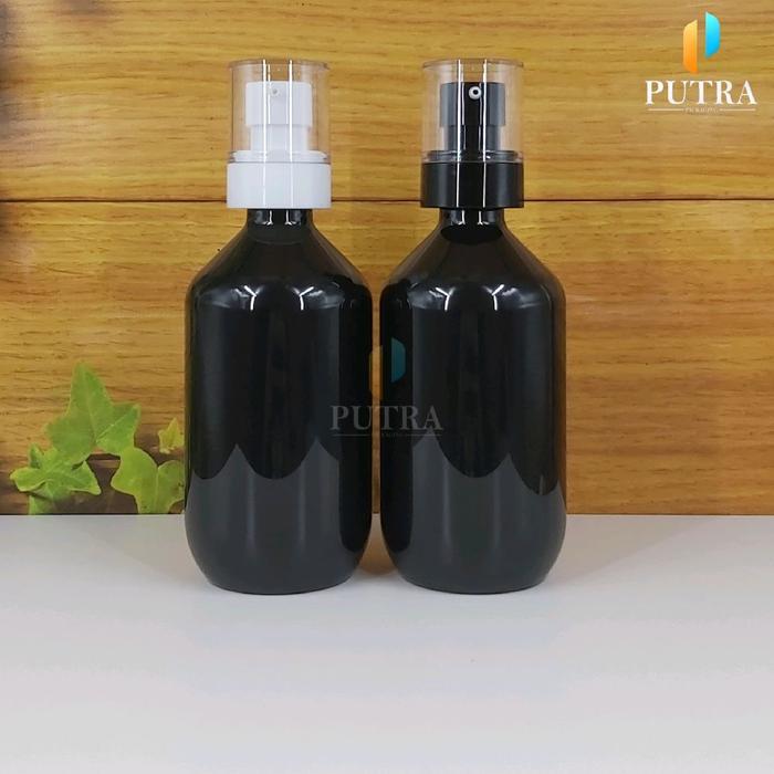 ขวดปั๊มบําบัดขนาดใหญ่ 300ML / ขวดพลาสติก PET สีดํา 300ML