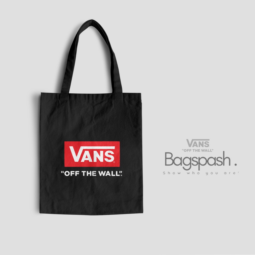 Vans Custom Black Tote Bag สําหรับผู้ชายและผู้หญิง