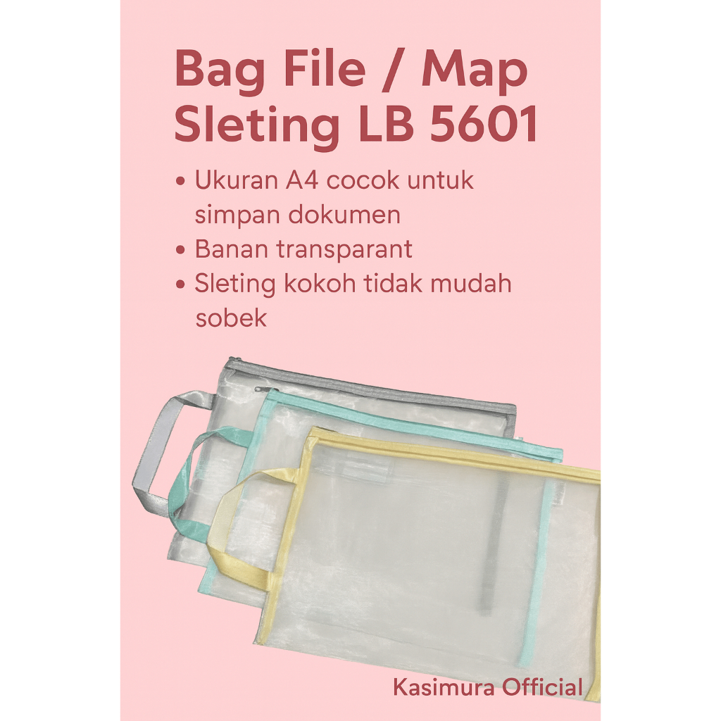 A4 LB 5601 FILE BAG / DOCUMENT BAG / ZIPER BAG / A4 ZIPPER MAP / DOCUMENT BAG