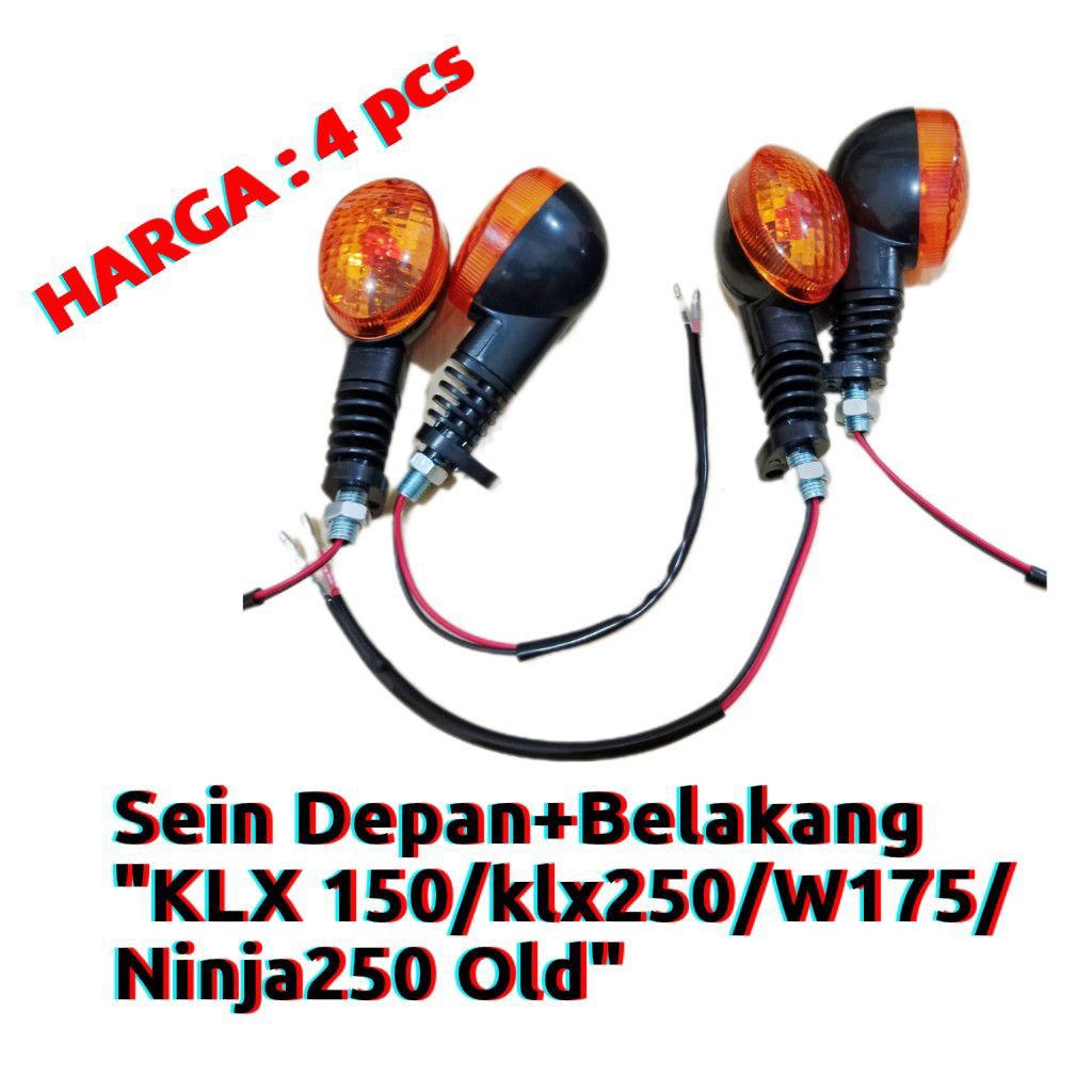 4 ชิ้นไฟเลี้ยวหน้า+หลัง W175/Klx 150/Ninja 250 คาร์บูเรเตอร์/Klx 250/klx Supermoto (YELLOW MICA) สีดํา