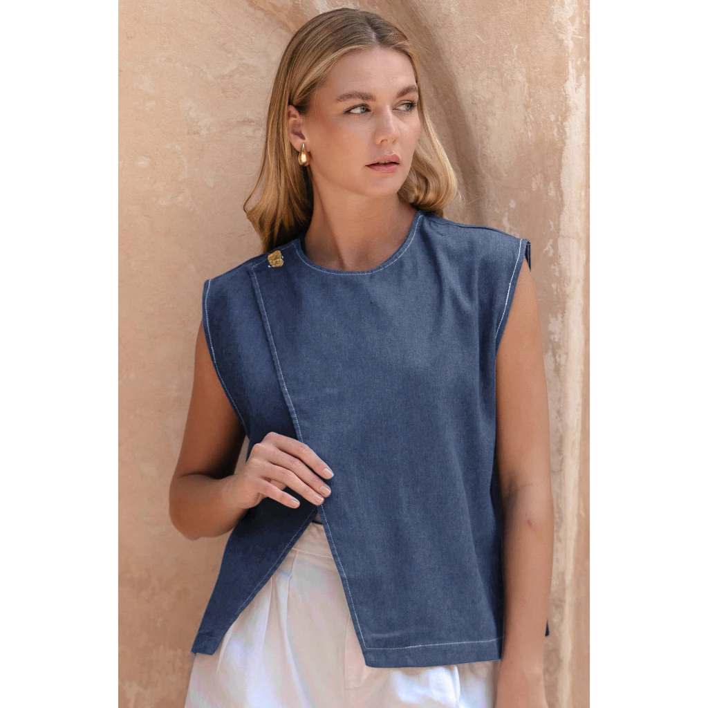 Kivee - เสื้อเบลาส์ Gauff DarkDenim