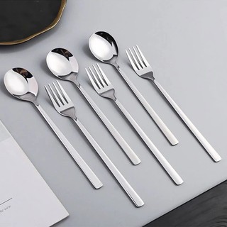 EMARTSHOP Sendok Garpu Stainless Steel Korean Spoon Fork 1 Pcs Alat Makan Silver Tebal