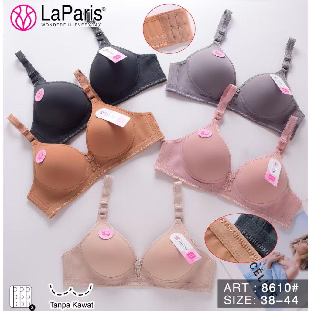 ชุดชั้นในธรรมดาไม่มีลวดถ้วยขนาดใหญ่ตะขอ 3 38 - 44 ส้น 3 Super Soft Standard Foam Bra La Paris 588 86