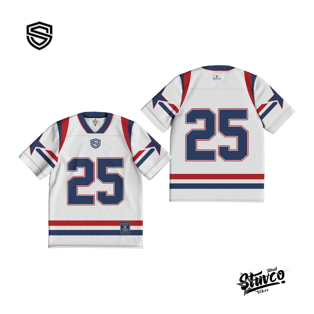 STUVCO WHITE OVERSIZE JERSEY 25 UNISEX NFL BASEBALL NFL STREETWEAR JERSEY