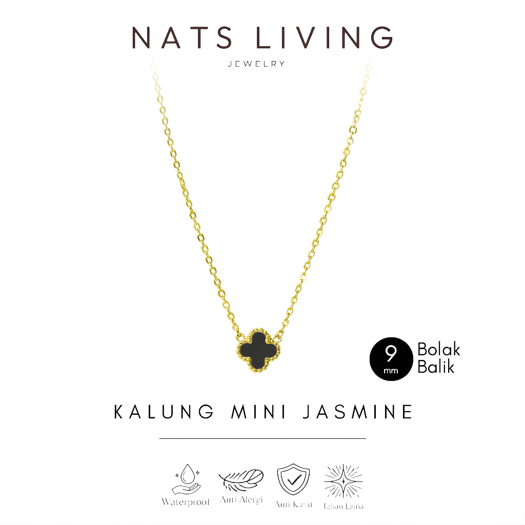 Nats Living: สร้อยคอโคลเวอร์ไทเทเนียมสําหรับผู้หญิง, สร้อยคอมินิจัสมิน 9 มม