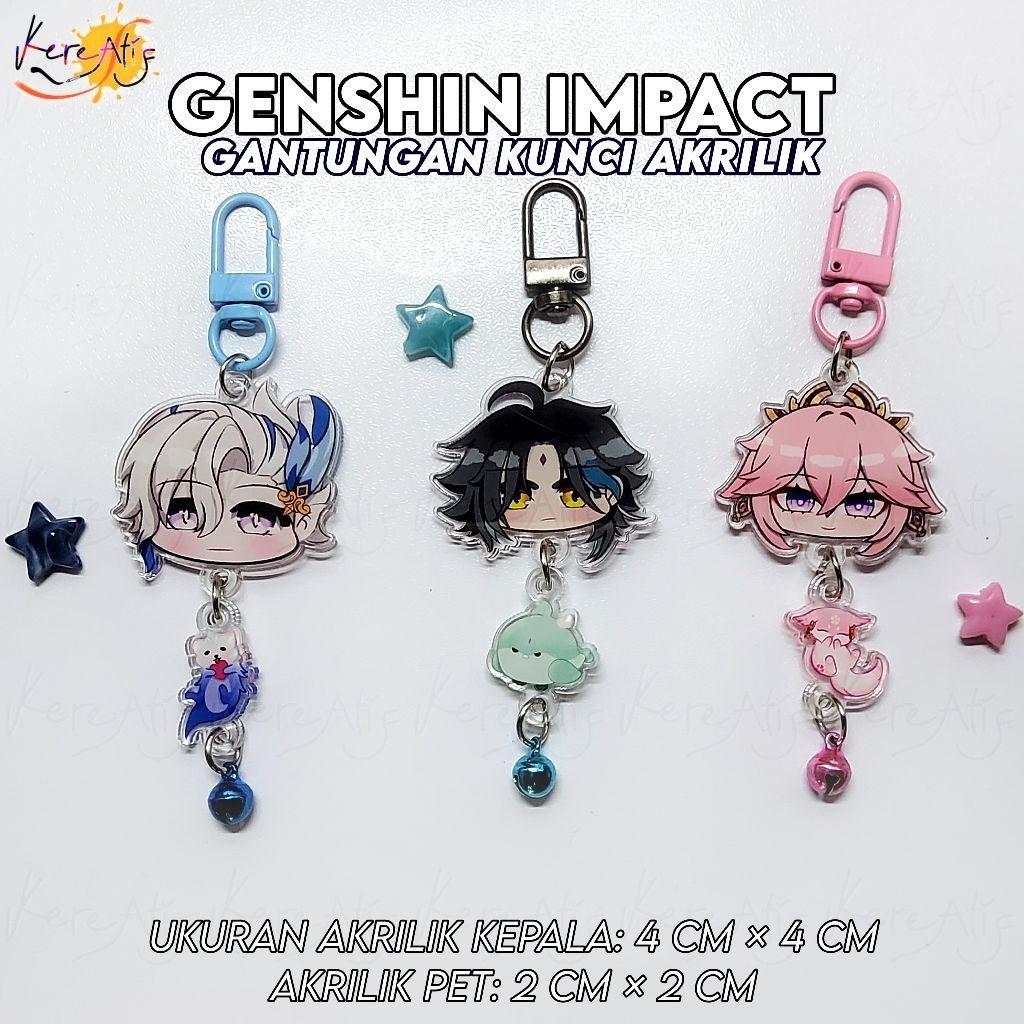 GANTUNGAN [สินค้าพัดลม] พวงกุญแจอะคริลิค Genshin Impact: Xiao, Yae Miko, Neuvillette (Bunch >▽< ˵)