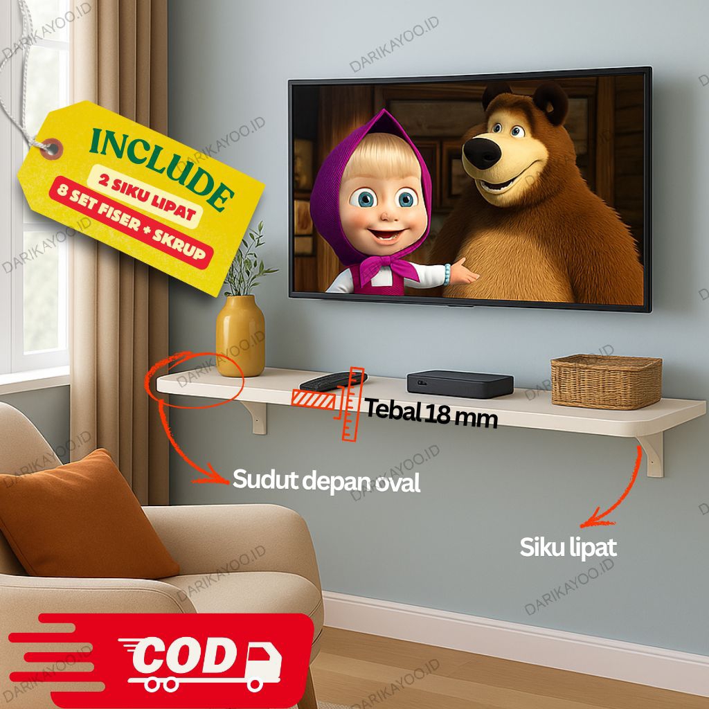 DIKAYOO.ID - FOLDING TABLE 60CM X 30CM FOLDING TABLE AESTHETIC TABLE WHITE SIZE