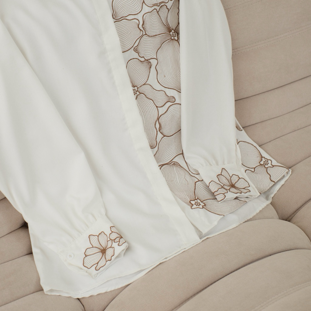 เสื้อ KEMEJA LUSIA | เสื้อท็อปสตรีปักลายพรีเมี่ยม | AWATA AESTHETIC EARTH TONE เสื้อเชิ้ตผู้หญิง