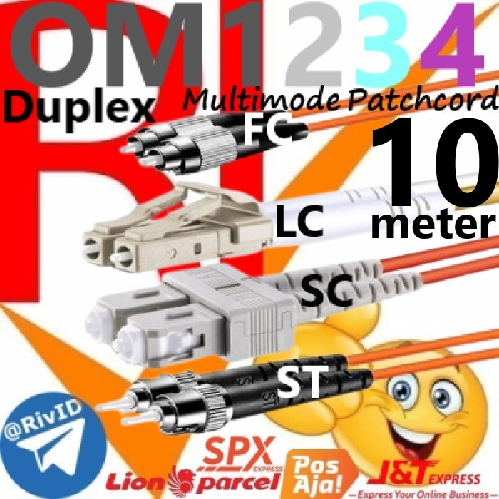 Patchcord Duplex 10m FC LC SC ST Multimode OM1 OM2 OM3 OM4 สายแพทช์ 10 เมตร Fiber Optic Multi Mode