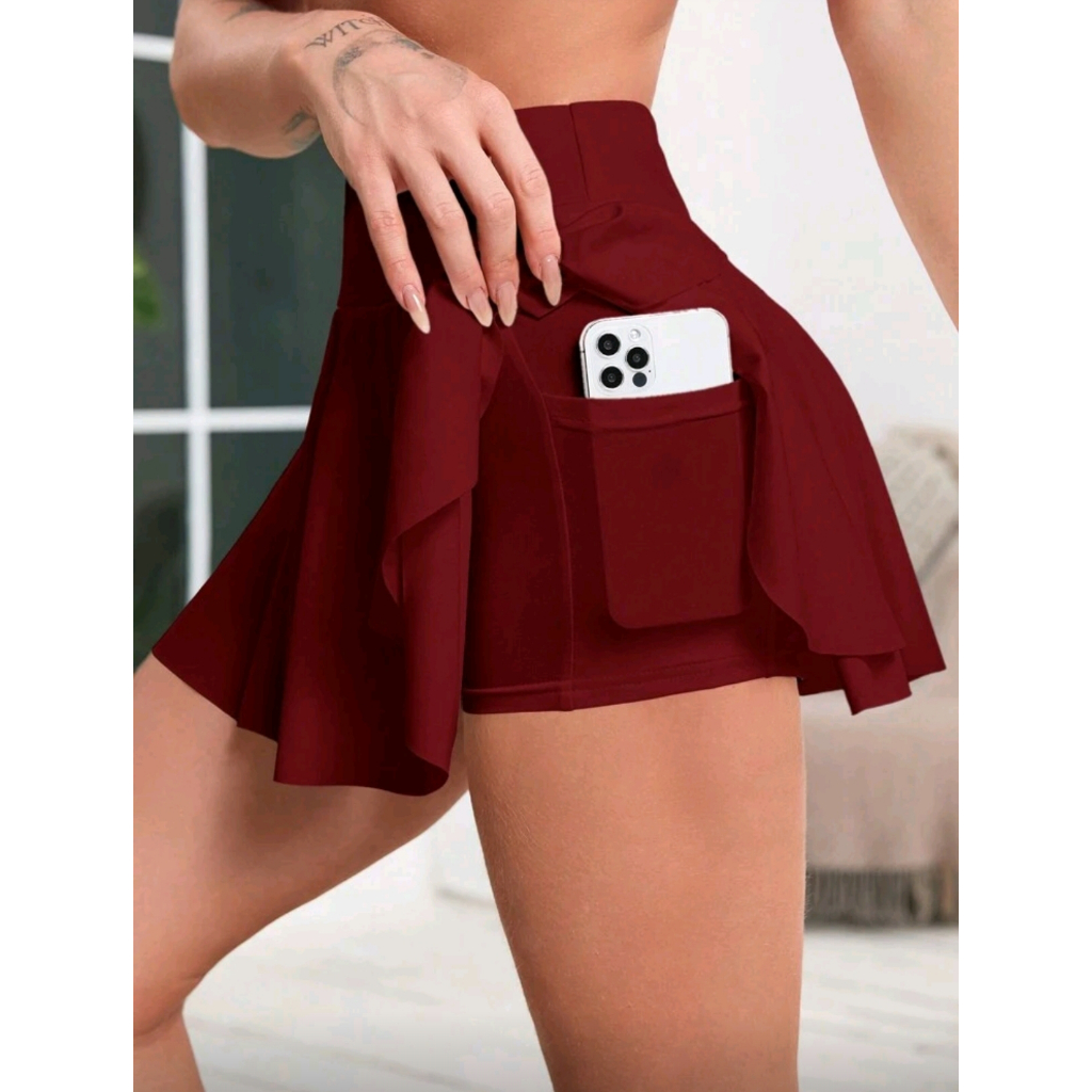 SC Sports Womens Solid Color High-Waisted Pocketed Fitness Skort