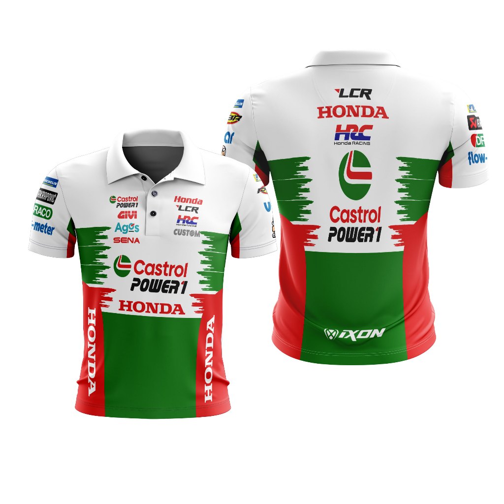 เสื้อยืด Jersey Polo V คอผู้ชายผู้หญิง MotoGP LCR Honda 2025 รถจักรยานยนต์ Racing พิมพ์เต็มฟรีชื่อที