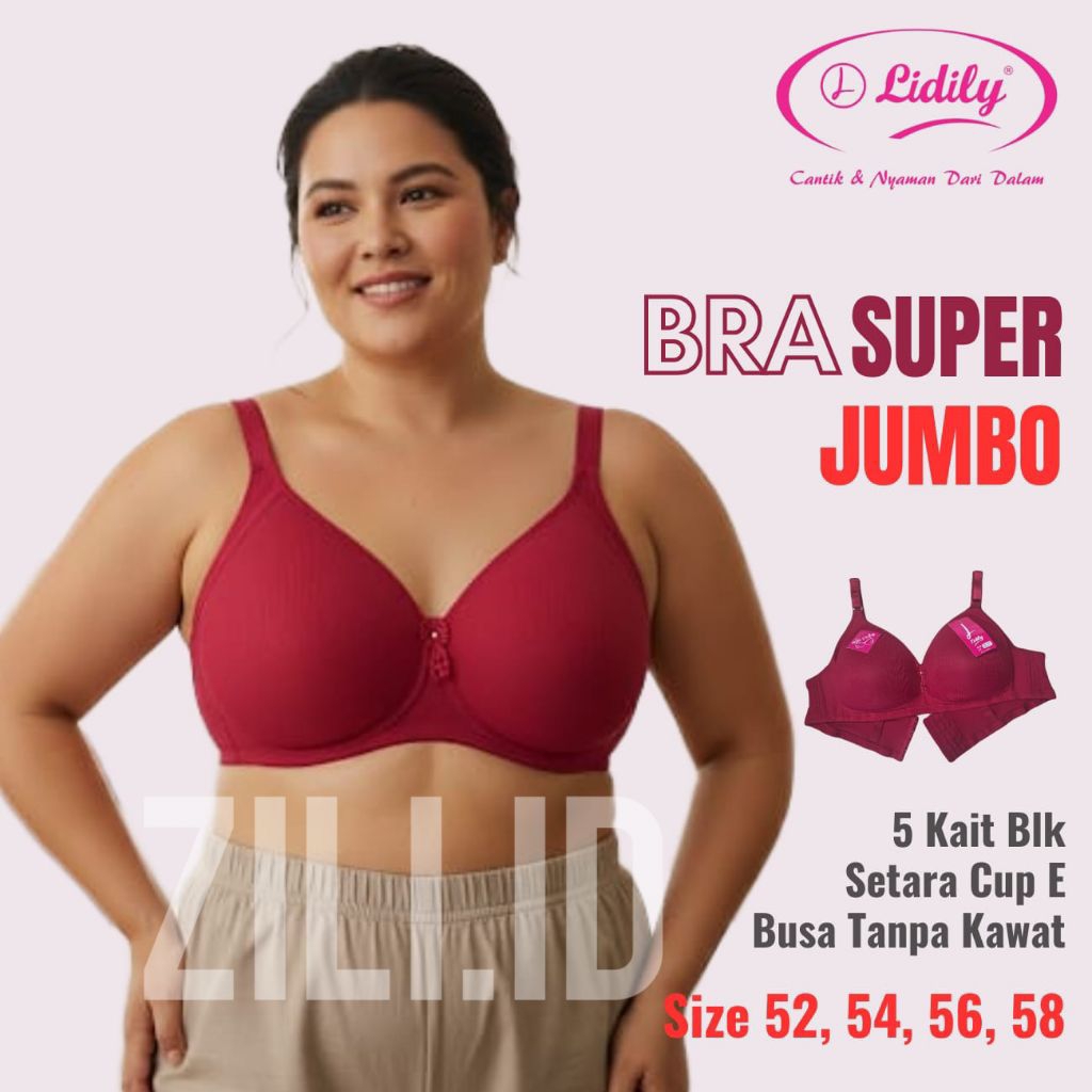 Lifily Bra Big Cup E Jumbo 5 ตะขอโฟมบางไม่มีลวดขนาด 52, 54, 56 และ 58
