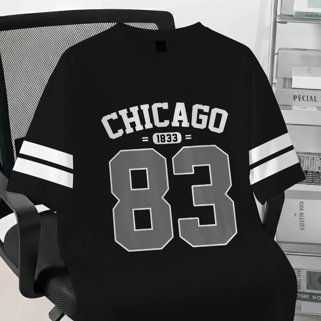 เสื้อยืด เสื้อเชิ้ต Tee Baggy Oversize Jersey Motif CHICAGO 83 Premium Cotton 24s BL