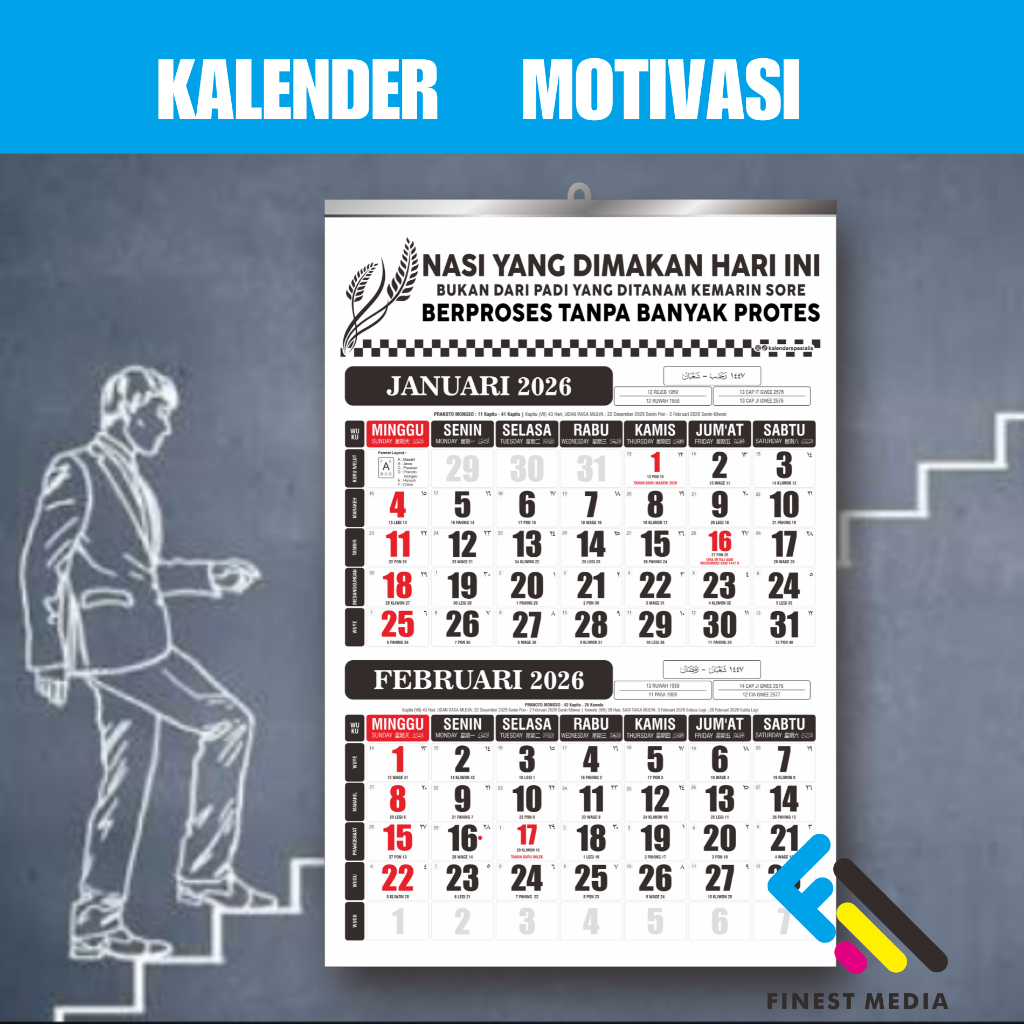 PROCESSED MOTIVATIONAL WALL CALENDAR WITH PROTES - AESTHETIC WALL CALENDAR