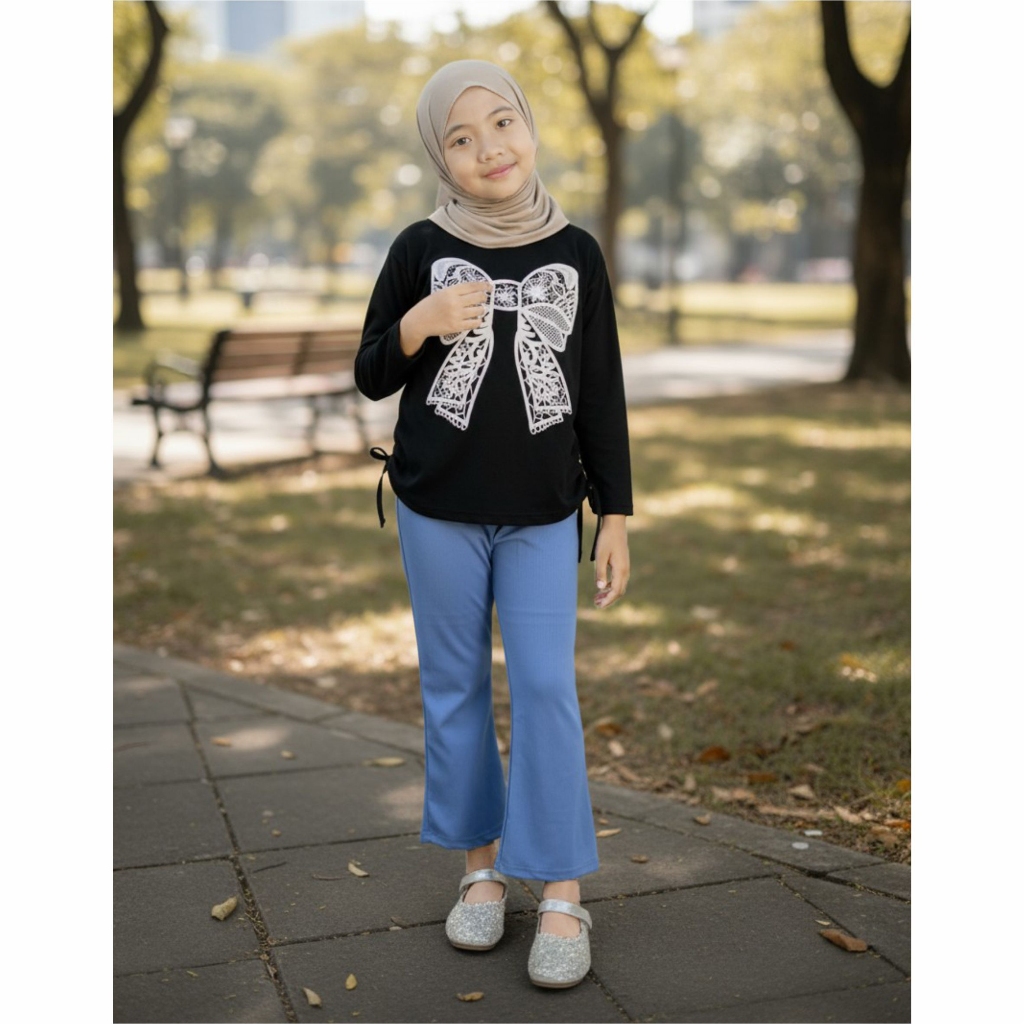 CKids Muslimic Girls Set with Ribbon Lace Series Motif