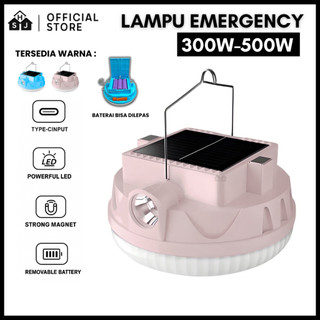 Lampu LED Emergency UFO + Senter Solar Panel 300w 400w 500w Lampu Darurat Super Terang