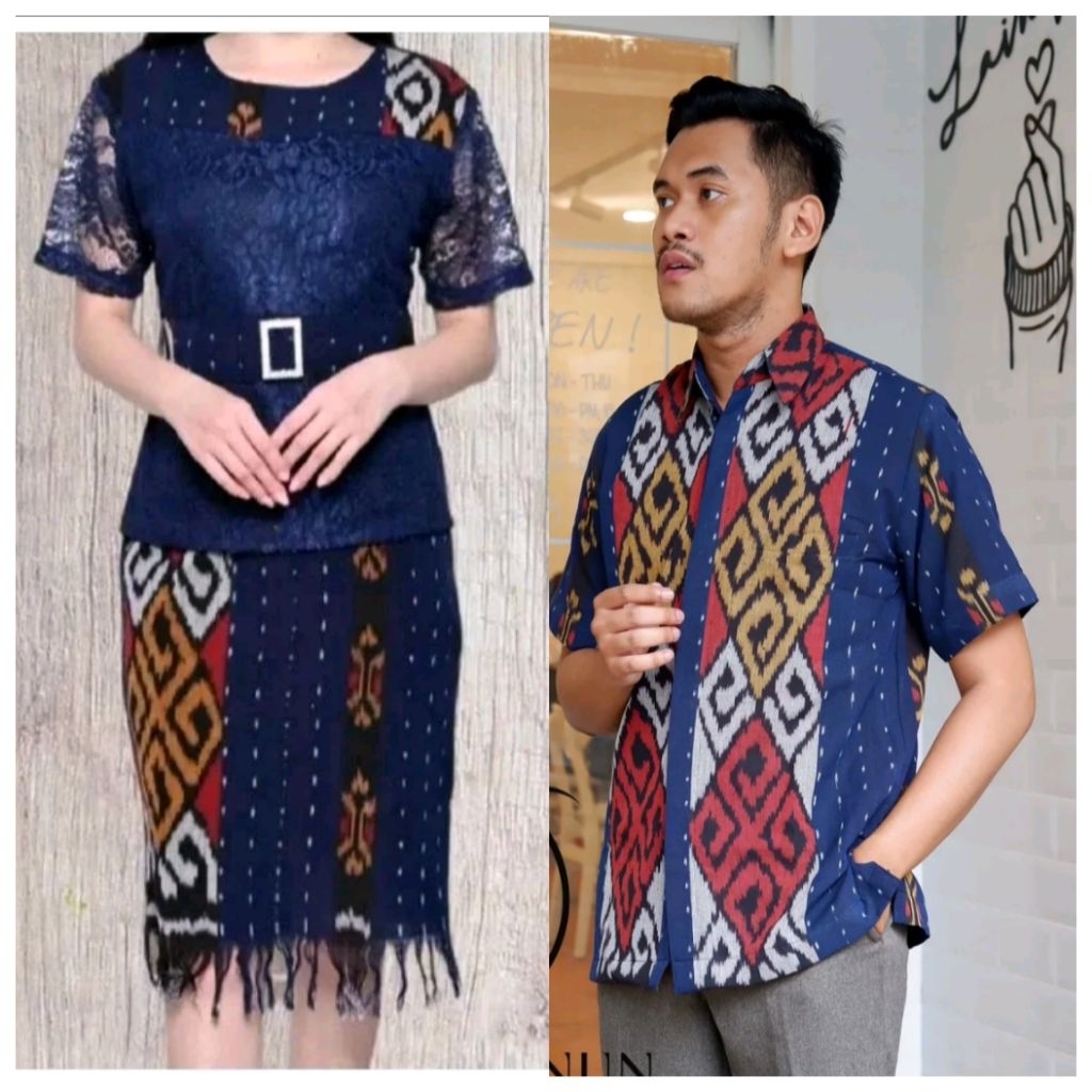 NEWEST COUPLE WOVEN WITH BRUCADE COMBINATION - ETHNIC WOVEN - เสื้อผ้าคริสต์มาส - เสื้อผ้าปาร์ตี้ - 