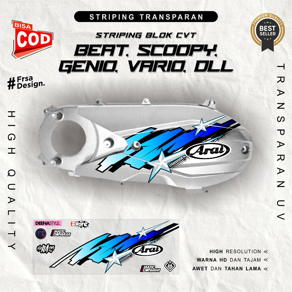 สติ๊กเกอร์ CVT แบบใส สําหรับ Honda, BEAT, SCOOPY, GENIO, SPACY, VARIO, Arai GRUNGE Style Motif