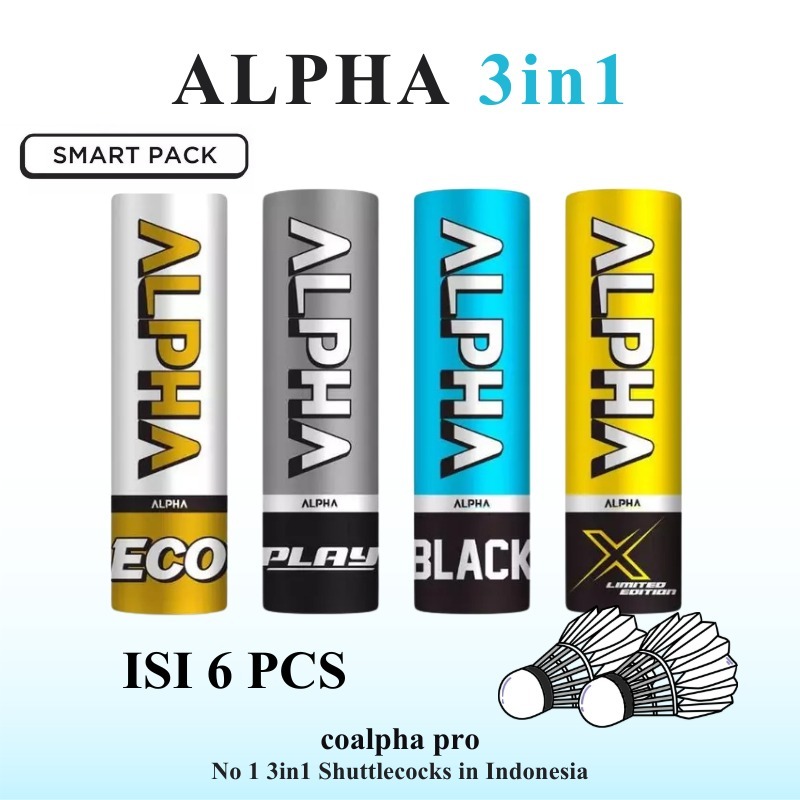 ลูกขนไก่แบดมินตัน ALPHA ECO / ALPHA X / ALPHA BLACK / ALPHA PLAY 3in1 Smart Pack เนื้อหาลูกแบดมินตัน