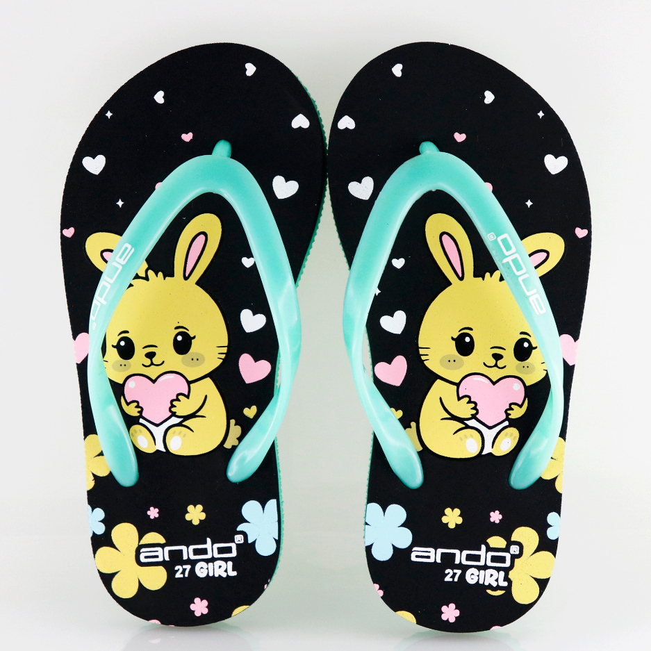Ando Rabbit Black/Mint - รองเท้าแตะ Ando Home สําหรับเด็กขนาดใหญ่และเล็ก