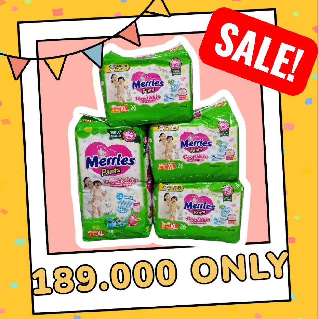 MERRIES PAMPERS TWIN PACK SAVING PACK ขนาด XL 4 แพ็ค
