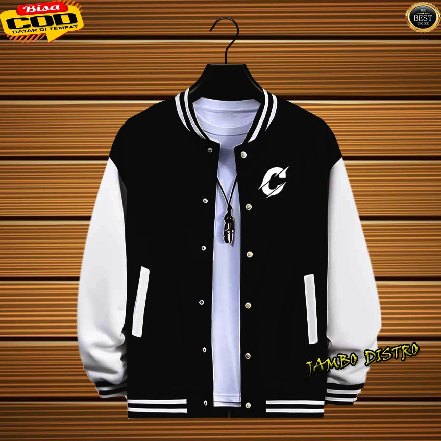 INITIAL VARSITY JACKET (C) Varsity Baseball Unisex Distro Jacket Flace Varsity Button Unisex ผู้ชายผ