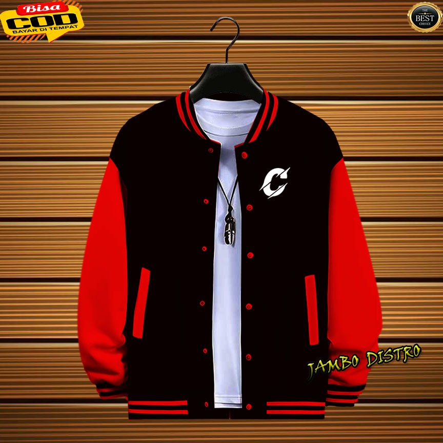 INITIAL VARSITY JACKET (C) Varsity Baseball Unisex Distro Jacket 02 Unisex Flace Varsity Button Mate