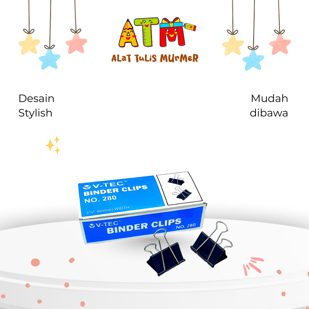 BINDER CLIP/PAPER CLIP/V-TEC BINDER CLIP N0 280 แทนเน็ต 6PC