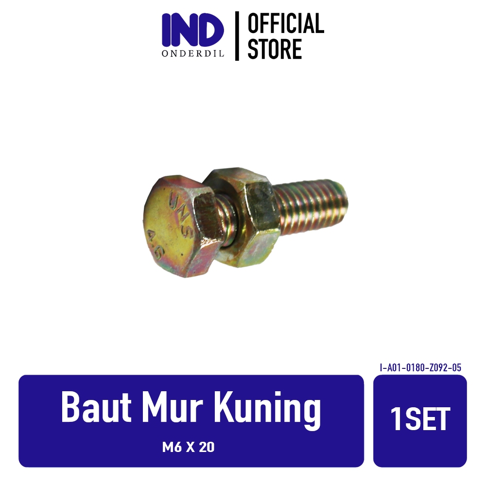 Bolt Nut M6 X 20 M 6 x 20 6 20 6x20 Bolt Nut สีเหลือง Hex หกเหลี่ยม
