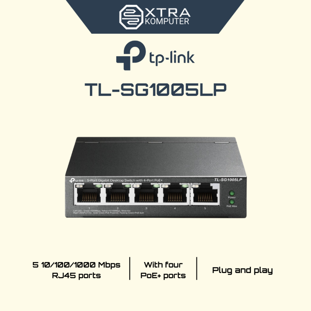 TP-LINK TL-SG1005LP สวิตช์เดสก์ท็อป Gigabit 5 พอร์ตพร้อม PoE 4 พอร์ต
