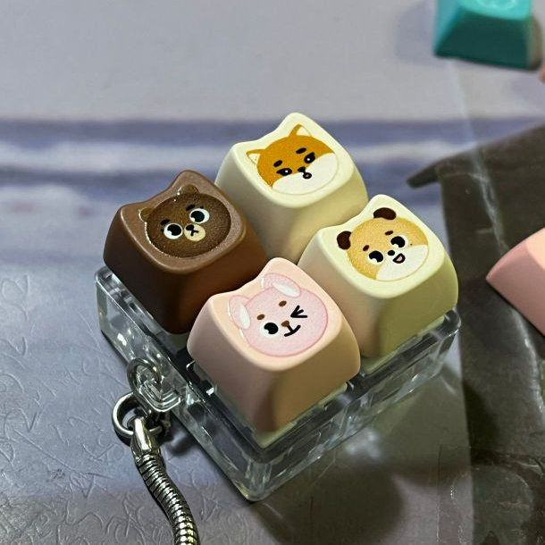 Denimalz Milk Cat Shape Keycap Fidget Keyring