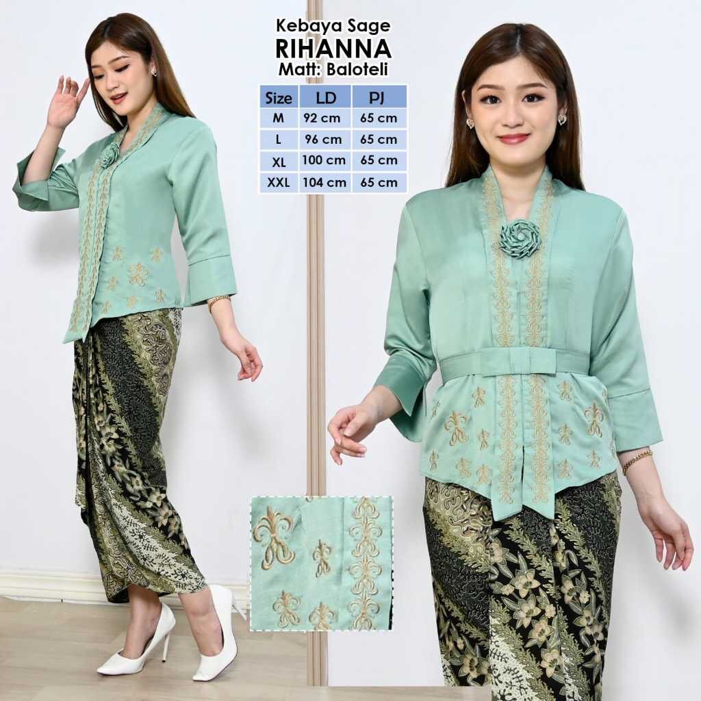 เสื้อ Encim Kebaya ทันสมัยพร้อมแขน 3/4 และงานปัก RIHANNA Motif