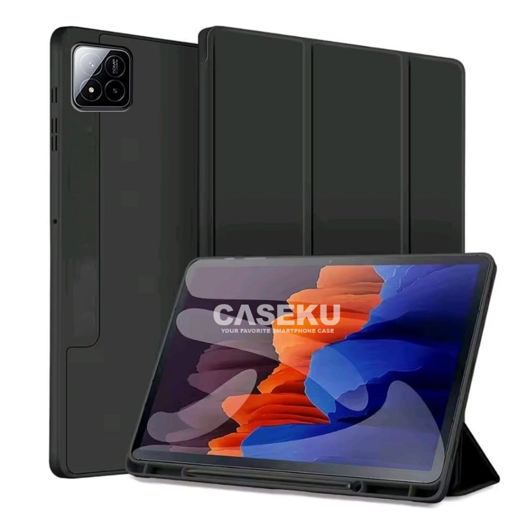 SoftCase Mi Xiaomi Pad 7 Casing Tablet Silicone Jelly Case Smart Autolock Black Matte Premium