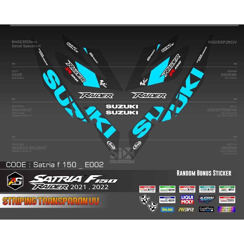 UV โปร่งใส Striping สติกเกอร์ Satria F150/Decal สติกเกอร์ Striping Variation โปร่งใส UV Suzuki Satri