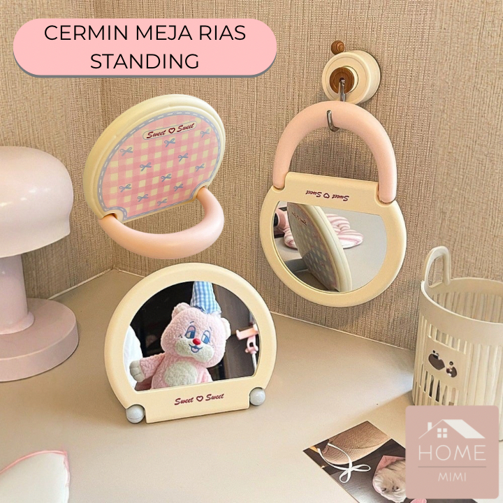 MINI PORTABLE STANDING MAKEUP MIRROR / AESTHETIC MAKEUP MIRROR / KOREAN STANDING MAKEUP MIRR