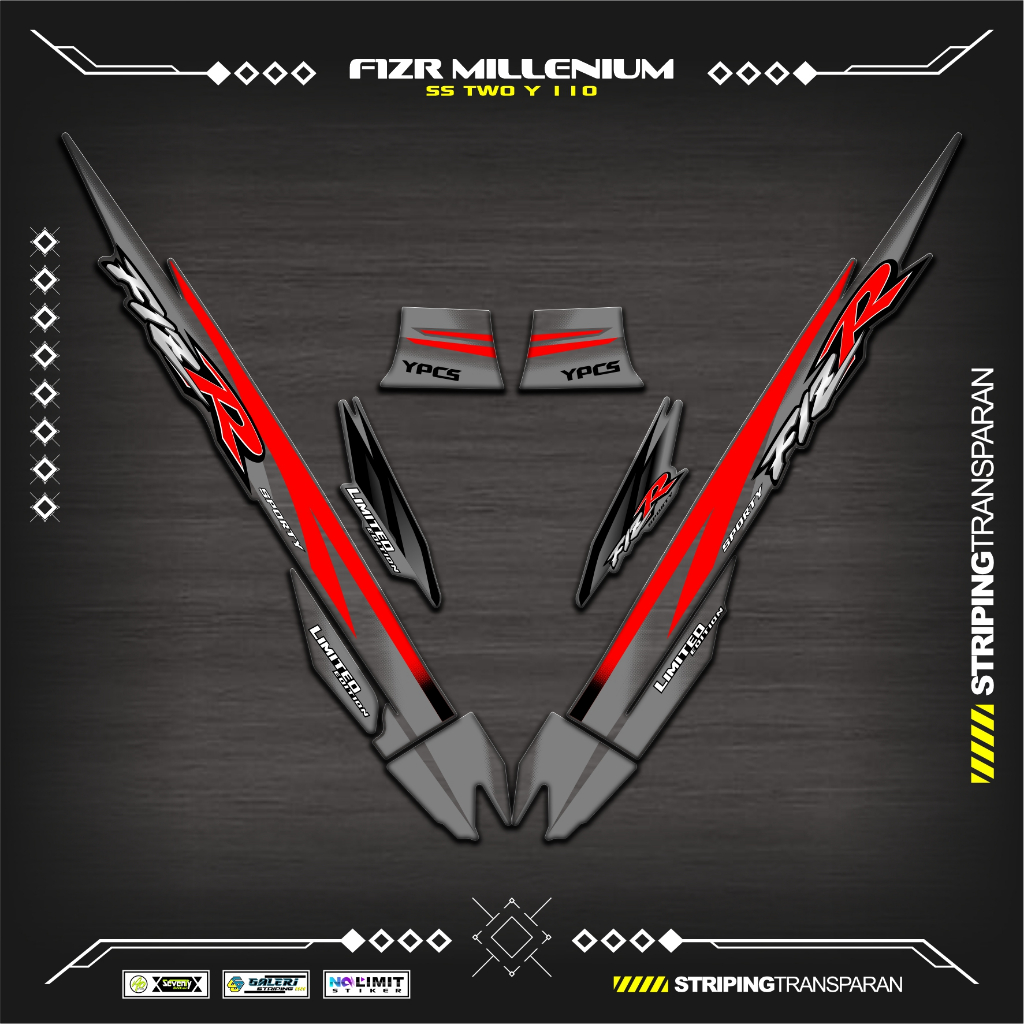 TRANSPARENT STRIPING UV F1ZR MILLENIUM MOTIF K13 สติ๊กเกอร์ YAMAHA F1Z R สติ๊กเกอร์ใส VARIATION FIZR